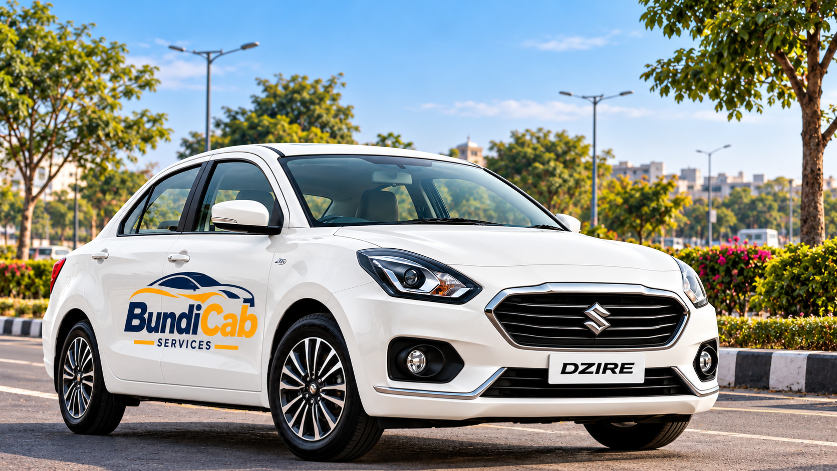 Bundi full day cab Dzire on a sunny road