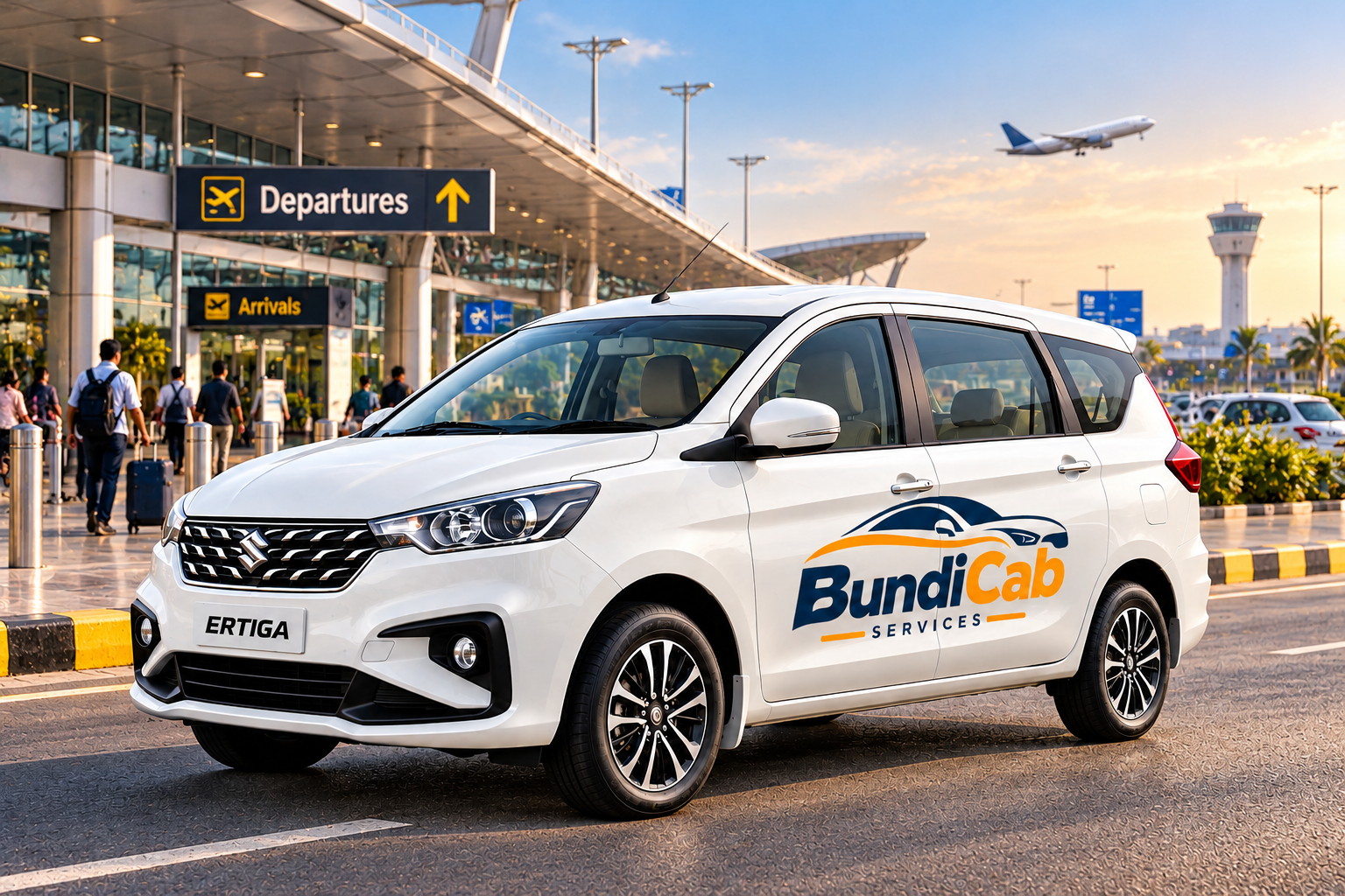 Bundi airport transfer cab at airport departures